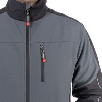 Куртка SOFTSHELL темно сіро-чорна, тришарова, тканина стрейч 300 GSM 100D з водо-, вітрозахистом, розмір L INTERTOOL SP-3133