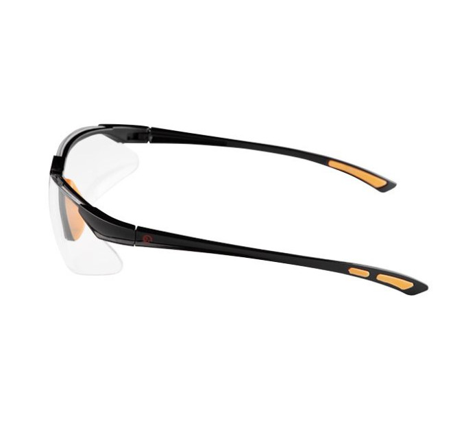 Окуляри захисні прозорі, матеріал полікарбонат, завушини чорного кольору, матеріал нейлон, гумова накладка для носа, захист від удару INTERTOOL SP-0095
