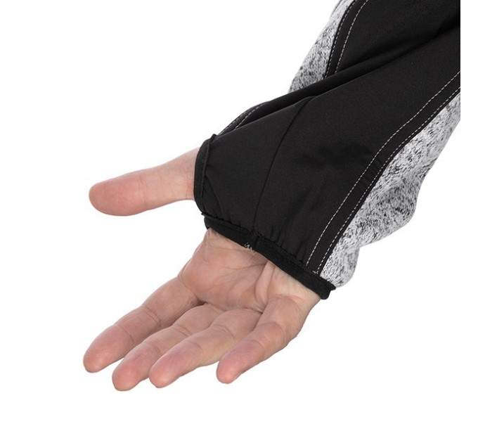 Куртка в'язана SOFTSHELL сірого кольору з чорними вставками, тканина 100% поліестер 270 G, з кишенею на грудях і двома бічними, розмір XL INTERTOOL SP-3114