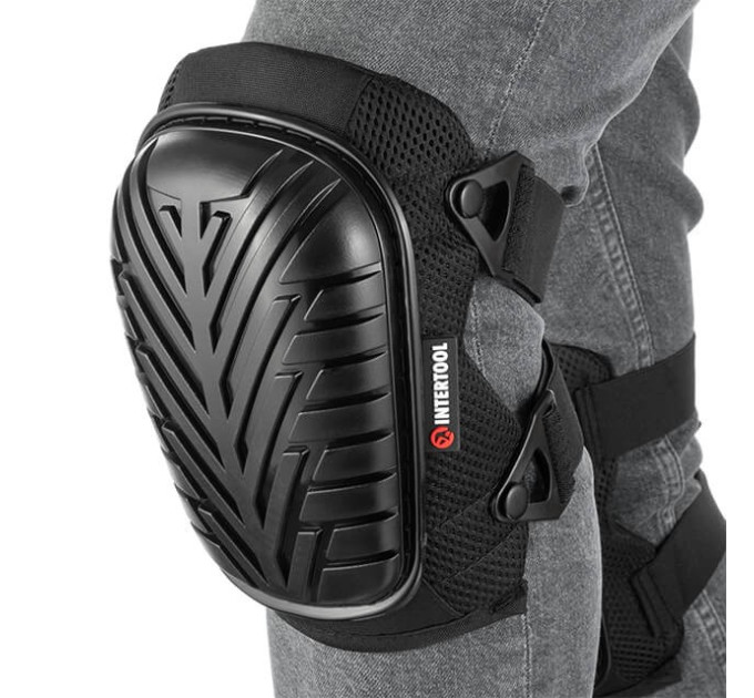Наколінники захисні, протиковзкі накладки з ПВХ, тканина 600D, гелеві подушки, неопренові ремені INTERTOOL SP-0055