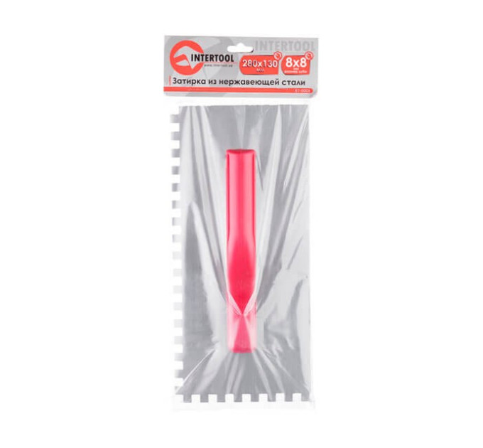 Затирачка сталева оцинкована 280*130мм, 8*8мм INTERTOOL KT-0006