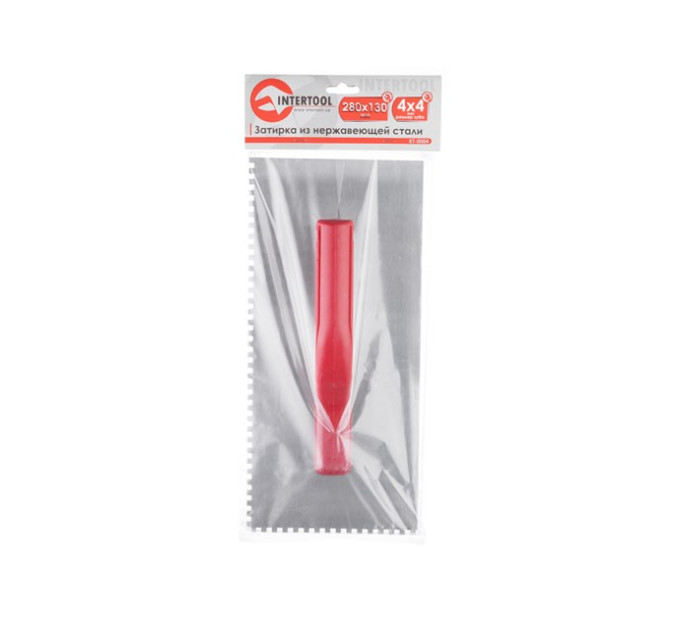 Затирачка сталева оцинкована 280*130мм, 4*4мм INTERTOOL KT-0004