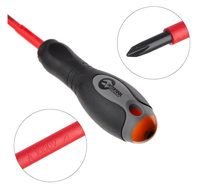 Викрутка хрестова ізольована PH1 * 80 мм, 1000 В INTERTOOL VT-3211