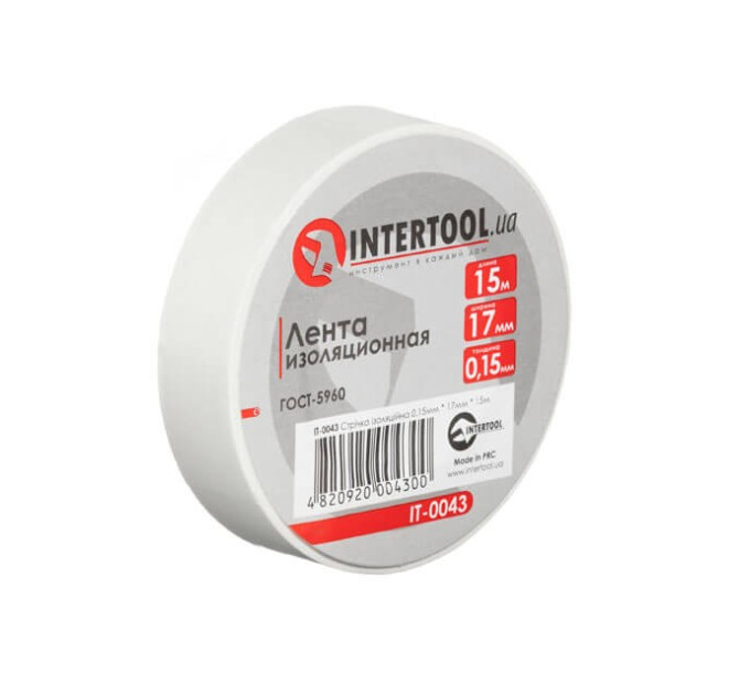 Стрічка ізоляційна, 17 мм * 15 м * 0.15 мм, біла INTERTOOL IT-0043