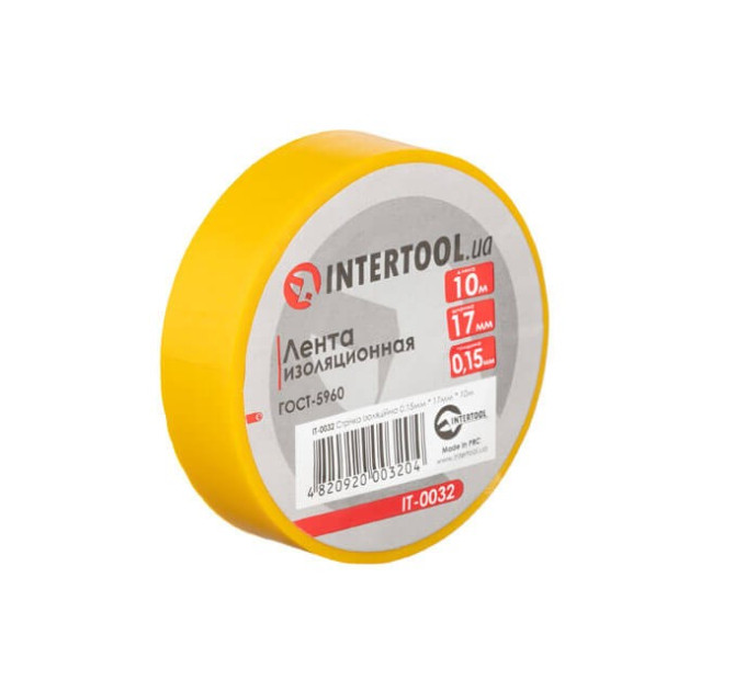 Стрічка ізоляційна, 17 мм * 10 м * 0.15 мм, жовта INTERTOOL IT-0032