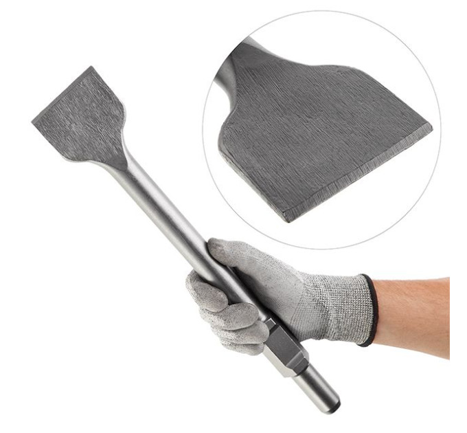 Зубило по каменю HEX 30*410 мм, ширина 75 мм INTERTOOL SD-0463