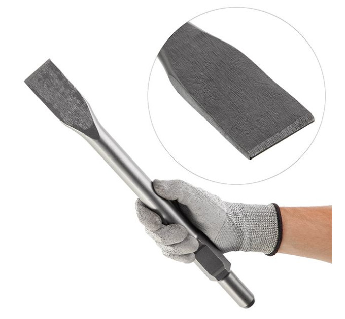 Зубило по каменю HEX 30*410 мм, ширина 39 мм INTERTOOL SD-0462