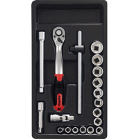 Набор головок и аксессуаров 3/8",19 предметов в ложементе, T45240