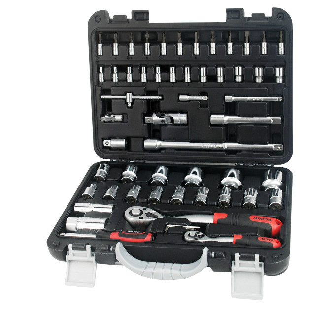 Набор головок и аксессуаров 1/4" и 1/2" , 56 предметов T46180
