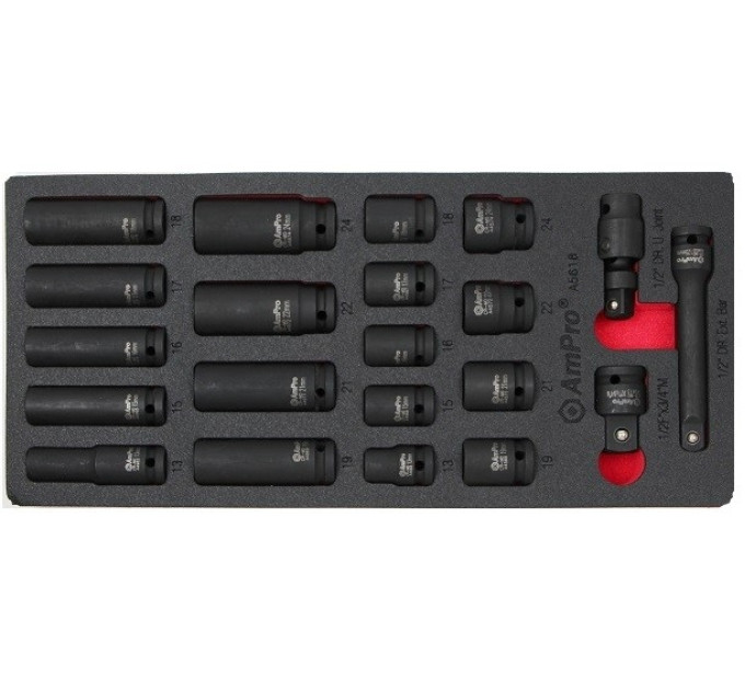Набор головок ударных 1/2" , 21 пр. AmPro A5618