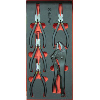 Набор съемников стопорных колец и плоскогубцы, 5 пр. в мягком ложементе T28944