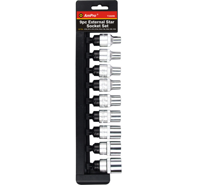 Головоки TORX E 1/2 на планке 9 предметов T33209